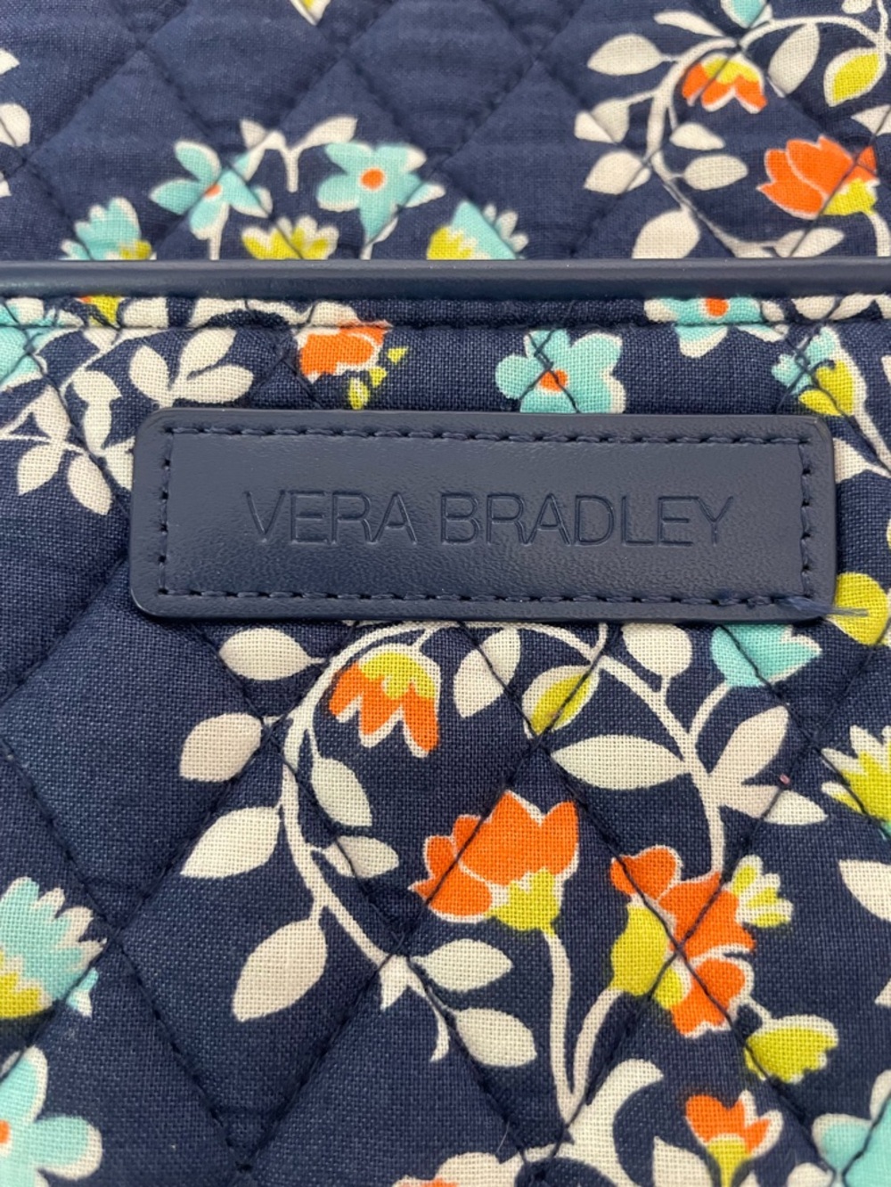 Vera Bradley Navy Chandelier Floral Quilted Shoulder Tote Bag Travel - Picture 7 of 11